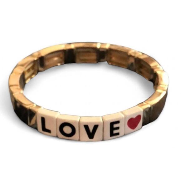 Assouline Jewelry - Roxanne Assoulin Gold Black Red LOVE Letters Heart Bracelet Kidcore Glamour